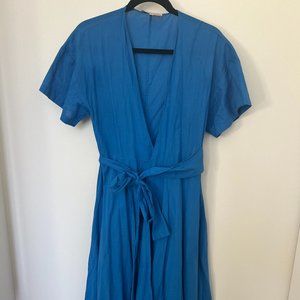 Electric Blue Esteban Cortazar 100% Cotton M Wrap Dress